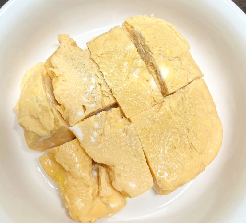 レンジで2分で作った厚焼き卵。ふわふわ卵焼きメーカーの完成イメージ